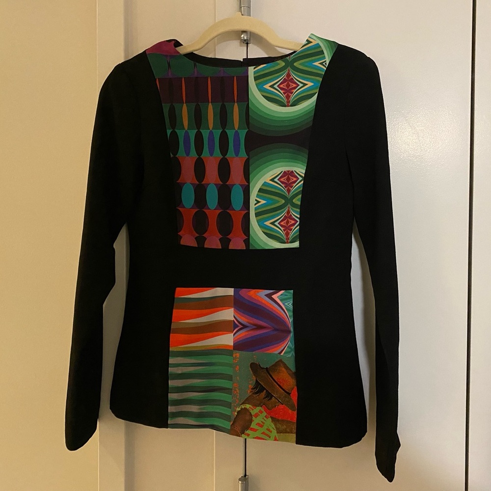 Desigual Womens Black & Retro Pattern Top